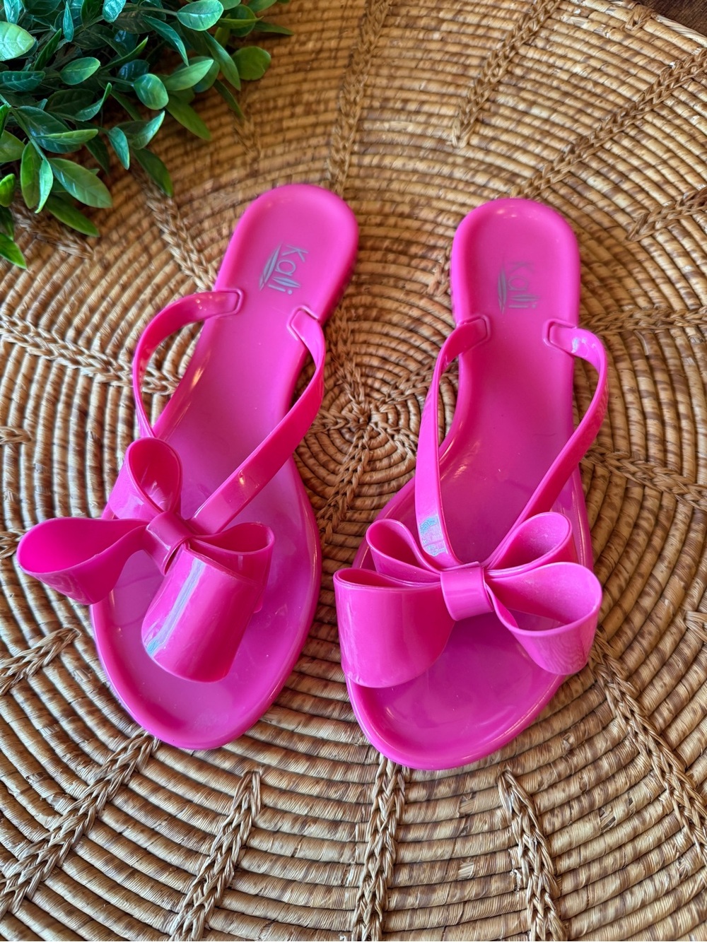 Kali Bright Pink Bow Jelly Sandals for Women